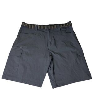 Orvis Tech Cargo Shorts Mens 38 Asphalt Grey Belted Nylon Outdoor 10” Inseam